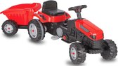 Traptractor - Rood - Tractor - Traptractoren - Traptractor met aanhanger – Traptractor aanhangwagen – Tractor buitenspeelgoed – Looptractor – Traptrekker met aanhanger