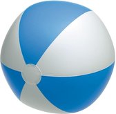 Opblaasbare speelgoed strandbal blauw/wit 28 cm - Strandballen - Buiten speelgoed - Strand speelgoed
