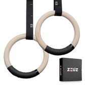 ZEUZ® Houten Turnringen voor Fitness, Crossfit & Calisthenics – Gymnastiek Ringen Hout – Krachttraining – Incl. Ophangbanden & Antislip Tape
