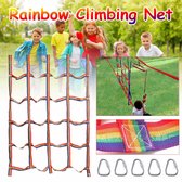 145x185CM - Regenboog Klimnet Kinderen - Hangende Trap Touwladder - Speeltuin - Klimtrainingsnet