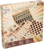 Lifetime Games Spellendoos - Hout - 5 Bordspellen - o.a. Mens Erger Je Niet, Dambord, Backgammon en Schaakbord - 35 Cm 88-delig