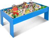 Bobby's Houten Spoorweg Speeltafel - Speeltafel - 108 Delen - Speelgoed - Trein - Auto - Rails - Brug - Hout - 98 x 60 x 40