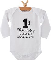 Rompertje baby tekst cadeau eerste moederdag | eerste moederdag je doet het geweldig mama | Lange mouw | wit zwart | maat 50-56