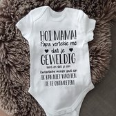 Baby rompertje met tekst bekendmaking zwangerschap aankondiging Hallo mama,  papa vertelde dat je geweldig bent en een geweldige moeder wordt. Ik kan niet wachten .. ontmoeten Cadeau voor liefste aanstaande bekendmaken  bekend maken worden