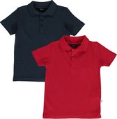 Blue Seven - Jongens - Set(2delig) - Polo Shirts - Rood en Donkerblauw - Maat 122