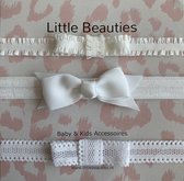 Haarbandjes - Little Beauties  - baby - peuter - set 3 stuks - wit - leeftijd 0-36 maanden - kraamkado - baby musthave - newborn -  bloem - haaraccessoire - babyshower - fijn meisje
