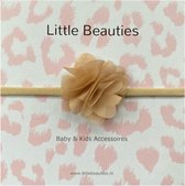 Haarbandje - Little Beauties  - baby - peuter - newborn - taupe - meisje - haaraccessoires - babygift - kraamkado - bloem - kado - babymusthave