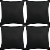vidaXL Kussenhoezen linnen-uitstraling 50x50 cm zwart 4 st