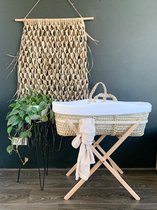 Funnababy Wieg Mozes - Gevlochten Mand - Inclusief Matras - Inclusief Standaard - Inclusief Bekleding - Naturel / Wit