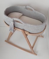 ByFame - babySara babymand - mozesmand - grijs - handgemaakt - 100% katoen - inclusief matrasje