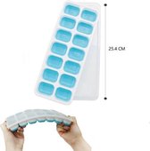 3x Ijsblokjes maker blauw met deksel, BPA vrij en met silicone bodem om de ijsblokjes zonder enige moeite uit de ijsblokjesvorm te krijgen