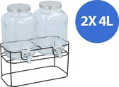 Cuisine Elegance - dubbele drankdispenser - 2x 4 liter - inclusief standaard - 33x17x32cm