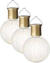 3x Buiten/tuin LED lampion solar verlichting 11 cm - Tuinverlichting - Tuinlampen - Solarlampen op zonne-energie