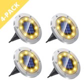 Q-Mate 4 x LED Solar Grondspot Zilver - Solar Tuinverlichting - Buitenlamp - Tuinverlichting op Zonne-Energie