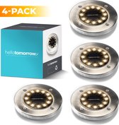 4x LED Grondspots Solar Tuin Set - Tuinverlichting - Zonne Energie - Prikspots - Warm Wit - 2700K