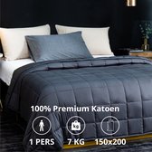 ANATURES Verzwaringsdeken 7 KG - Koel en Ademend - 100% Katoen - Lente en Zomer Weighted Blanket - Eenpersoons Zwaartedeken - 152x203cm - Kleur GRIJS