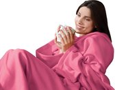 Fleece Deken met Mouwen Voor Volwassenen - 130x175cm - Superzachte Wasbare Warmtedeken Fleece - 1 Persoons - Roze