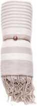 madeathand  Licht Grijs Harem - HAMMAMDOEK -STRANDLAK - SAUNADOEK - KATOEN - 100CM X 180CM - 300 GR