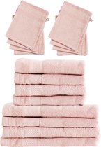 Set 4x Badhanddoeken 70x140 + 4x Handdoeken 50x100 + 8x Washandjes - Zacht Roze - Hotelkwaliteit