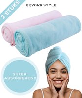 BEYOND STYLE Sneldrogende Microvezel Haarhanddoek - Haar Handdoek voor Alle Haartypes - Hair Towel - Hoofdhanddoek - Haartulband - 2 Stuks