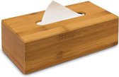 Relaxdays tissuehouder bamboe - tissue box - tissuedoos badkamer - zakdoekendoos