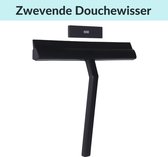 Douchewisser Zwart met Magneetstrip - Badkamer Accessoires - Raamwisser - Trekker Douche - Silicone - 21cm x 20cm