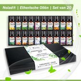 Nolad® | Etherische Oliën  | 20 heerlijke geuren | 100% Plant Based | Aroma Olie | Aroma Diffuser Olie | Aromatherapie | Massage olie | Bad olie | Douche olie | Geur olie | Sauna geuren | Sauna Opgietmiddel | Sauna Accessoires | Luxueus Cadeaupakket