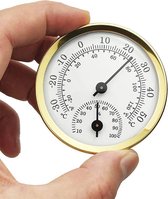 Kamerthermometer - luxe thermometer voor binnen - Sauna Thermometer met hygrometer vochtmeter - 0 tot 50 graden celsius - infrarood sauna thermometer - goudkleurig