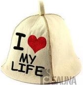 saunamuts "I LOVE My Life"  polyester vilt A-231