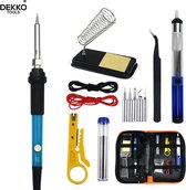 Dekko Tools Soldeerbout station - soldeerset 14-delig - verwisselbare opzetstukken - houtbrander - regelbaar 200-450°C- 60W