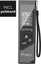 Poero® Professionele Laser Afstandsmeter - 40 meter bereik - USB-oplaadbaar - Polsbandje - Lengte, Oppervlakte en Inhoud - 2mm Nauwkeurigheid - Zwart Aluminium