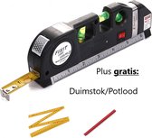 Laserwaterpas – 3 Verschillende Lasers – Inclusief Rolmaat 2,50 cm - Klussen - Waterpas met Laser - Torpedo waterpas