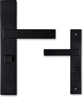 Deurklink met WC slot - 63mm - Eliot serie op schild - mat zwart - complete set