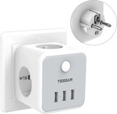 Tessan Stopcontact Splitter - Verdeelstekker - met Usb - Met Aan/Uit Schakelaar - Wit