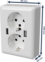 2USB easyCharge DUO dubbel stopcontact USB AA 12W 2.4A Glanzend Wit