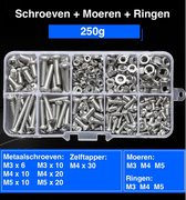 Schroeven en moeren set 332 delig – Schroeven – Schroeven assortiment – Moeren – Ringen – Spaanplaatschroeven – Kruiskopschroef – Zelftapper – Cilinderkop (ck) – Verschillende formaten – Assortimentsdoos