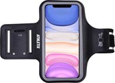Athletix® - Universele Hardloop Armband - Sportarmband met Reflectoren - Met pasjeshouder & Sleutelhouder - 100% Spatwaterdicht - iPhone 12 - Samsung - Huawei - Zwart