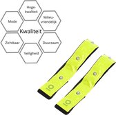 4-Pack Waterdichte Lichtgevende LED Veiligheidsbanden Inclusief Batterijen - 4 Stuks – Geel / Rood - 25x13x2cm | Knipperend of Brandend Licht Voor Arm en Been | Klittenband Armband en Beenband | Knipperende Hardloopband | Veilig Hardlopen Band