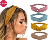 LIXIN Set van 4 stuks - Dames haarbanden - Kleur 2 - Knoop cross knitted haarbanden - Dames - Haarband volwassenen - Elastisch - Vrouwen - Meisjes - Yoga - Haaraccessoires