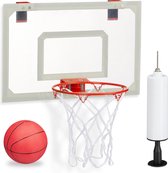 Relaxdays mini basketbal set - indoor basketbalbord met ring - pompje en basketbal