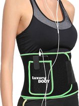 LuxuryBody® Zweetband Buik - Waist Trainer met Zak Man/Vrouw - Afslankband - Sauna Belt - Sauna Band - Waist Shaper - Afslankgordel - One Size – Groen