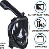 Gadgy Duikmasker Full Face S/M - Duikbril met Snorkel - Snorkelset Volwassenen - Zwart - Snorkelmaskers
