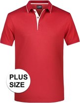 Grote maten polo shirt Golf Pro premium rood/wit voor heren - Rode plus size herenkleding - Werk/zakelijke polo t-shirt 3XL