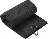 Microfiber Golf Handdoek - Snel drogend - Grote haak - Zwart - 30 cm x 50 cm - Golfhanddoek