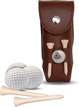 Lederen golf pouch m - Golf accessoires - Golfballen - Golf tees - Bruin leer