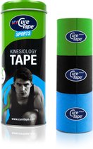 Voordeelset - 3x CureTape® Sports: Lime-zwart-blauw - Kinesiotape - 5cm x 2,5meter