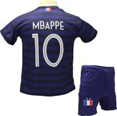 Kylian Mbappé - Frankrijk Thuis Tenue - voetbaltenue - Voetbalshirt + Broek Set - Blauw - Maat: 152