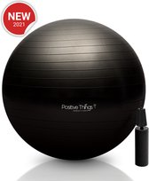 Fitness bal - Yoga bal Zwart - Gym bal 65 cm - Pilates Bal - incl Pomp & Yogales