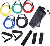 Tunturi Resistance Band Set - Weerstandsbanden - Fitness elastiek - 5 stuks + Accessoires