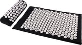 Parcura acupressuur mat met kussen 67x40 cm - acupunctuur spijkmat met 8500 drukpunten - incl. draagtas - zwart